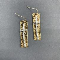 Hammered Silver and Gold Cross Earrings 202//202